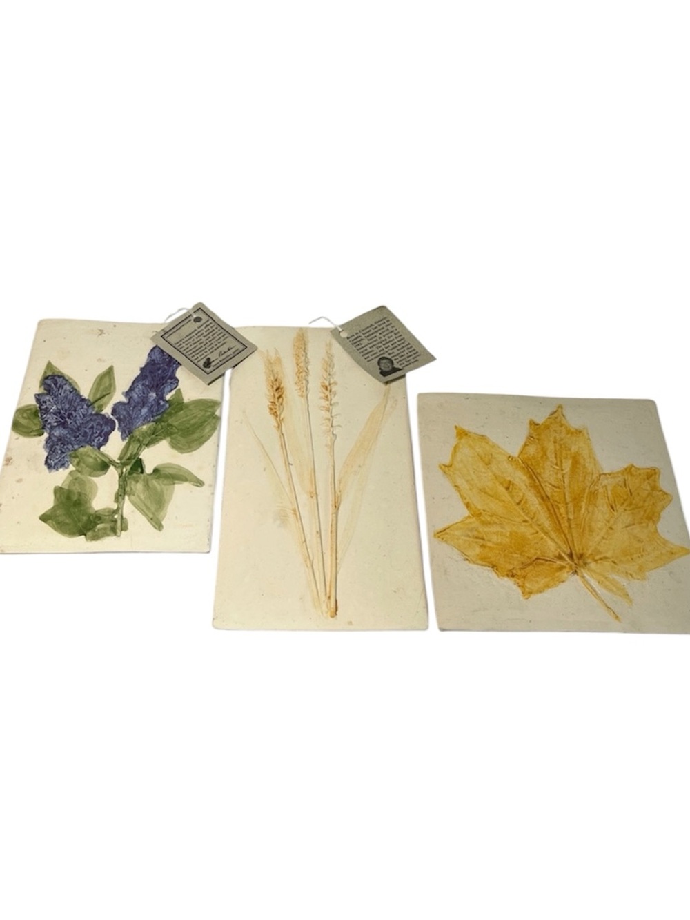 Susan Robertson pottery Prairies Wall Plaques. Saskatchewan. Wheat lilac maple